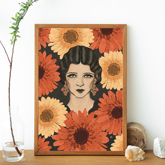 plakaty Anna z kwiatami, kobiecy plakat, ilustracja
