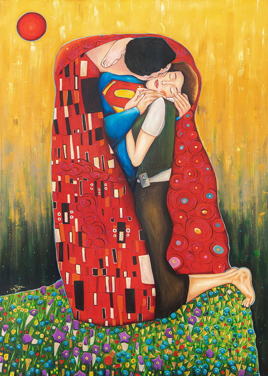 plakaty POCAŁUNEK 40x50cm Plakat na płótnie w ramie abstrakcja klimt