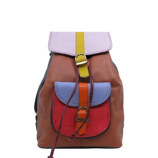 plecaki Plecak damski kolorowy skórzany regulowane szelki pojemny OLIVKA