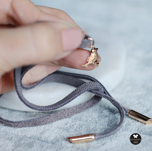 bransoletki skórzane Mushroom bird gold