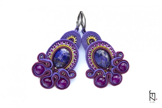 Kolczyki soutache z jaspisem Jeżka