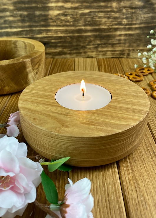 świeczniki i świece Minimalistyczny Świecznik jesionowy na duży tealight