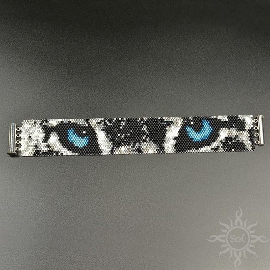 Śnieżna Pantera,wyplatana bransoleta,beading Sol