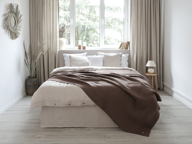 koce i narzuty Narzuta Lniana DARK CHOCOLATE