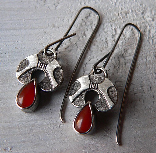 kolczyki wire wrapping -karneole-