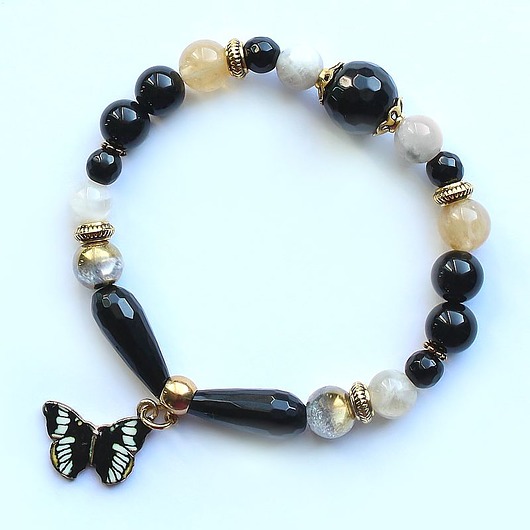 bransoletki z kamieni naturalnych Ochronna - czarny turmalin cytryn kamień słoneczny