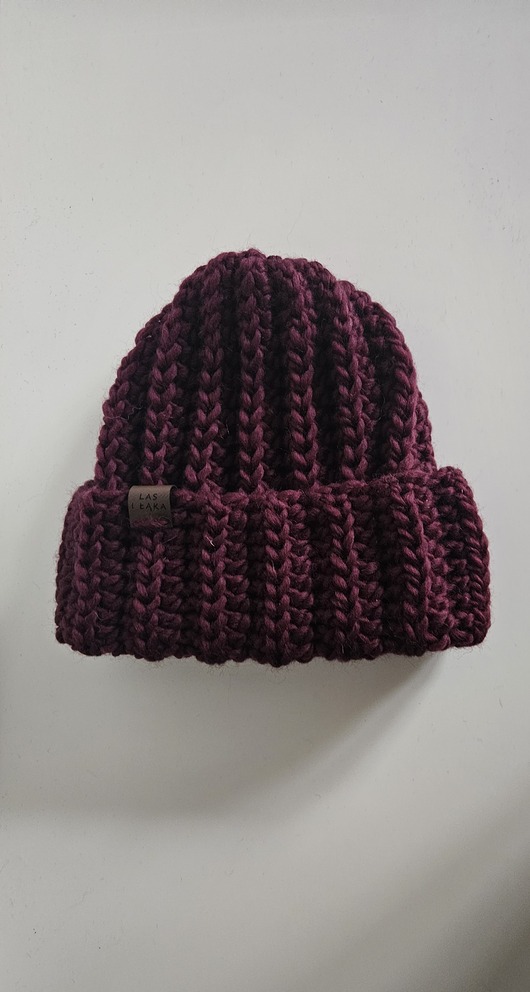 czapki damskie Czapka wełniana w kolorze wino śliwkowe