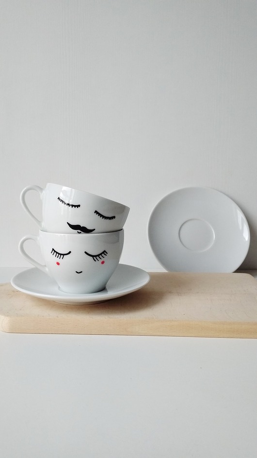 komplet filiżanek ona + on ze spodkami MUKI design