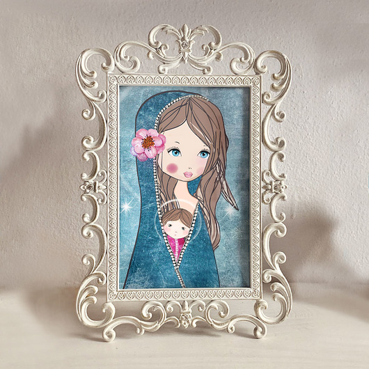 grafiki i ilustracje Madonna Kwiatowa - obrazek w ramce