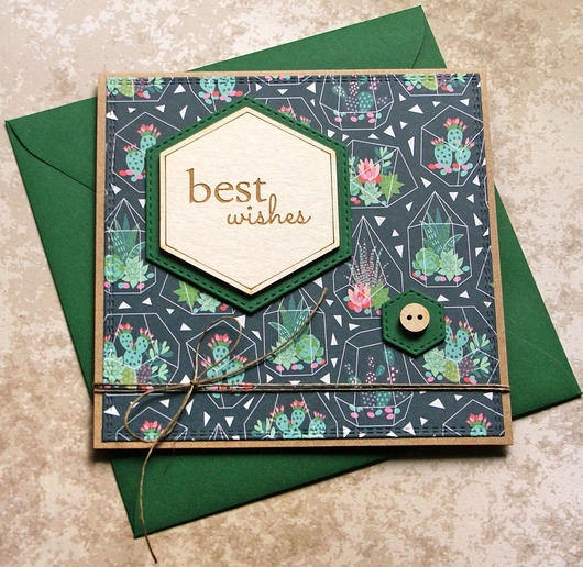 kartki scrapbooking Best wishes - UNIWERSALNA kaktus(i)owa kartka