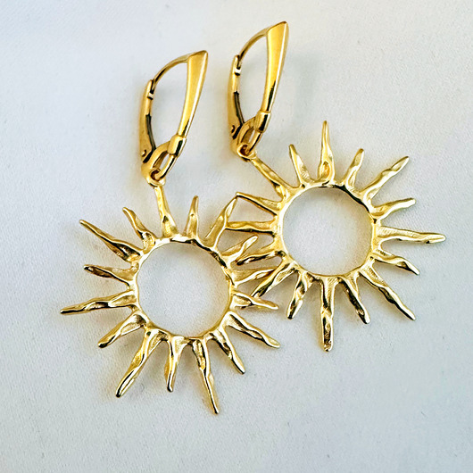 kolczyki srebrne Kolczyki złote słońca, duże słońce