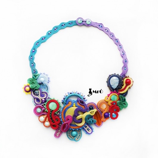 Bajkowiec II  wielobarwny naszyjnik Soutache Mró Soutache