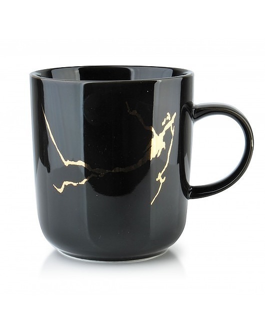 Kubek Porcelanowy Marble Gold Czarny MIA home