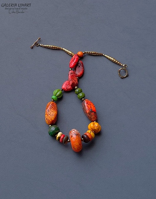 korale Howlity w cudnych odcieniach wysmakowany naszyjnik handmade PREZENT lux