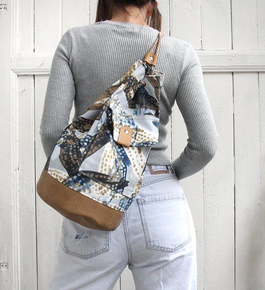  worek plecak - blue&white&beige- elfagado