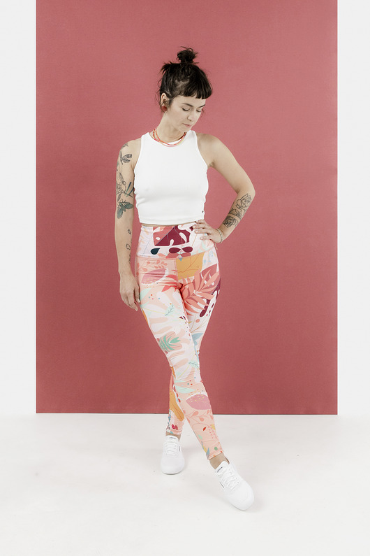 legginsy Kolorowe legginsy z wysokim stanem Cranberry