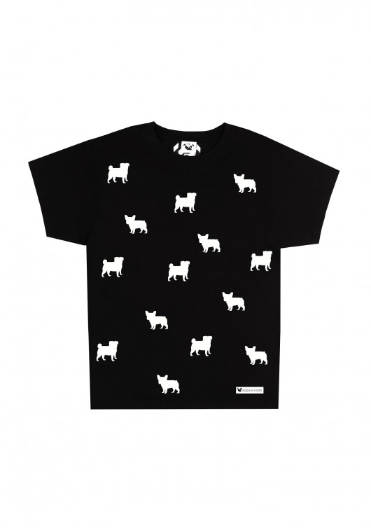 T-shirt girl/boy Pug&Frenchie Black  Kozacki Mops