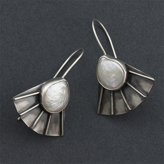 kolczyki wire wrapping z perłami - kolczyki