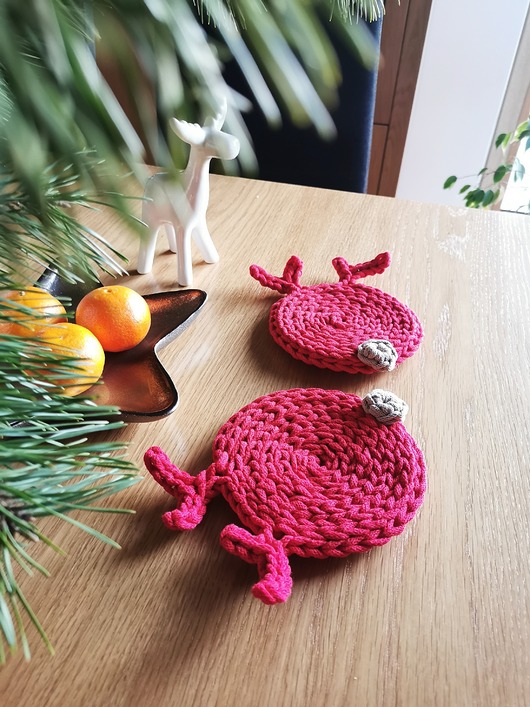 dekoracje świąteczne Świąteczne podkładki renifery 2 szt., ozdobne podstawki pod kubek