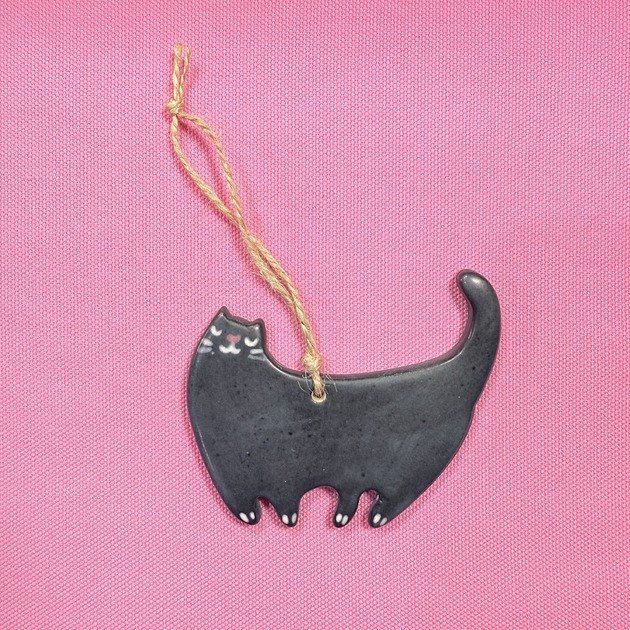 ozdoby choinkowe Ceramiczna zawieszka na choinkę Kotek bombka