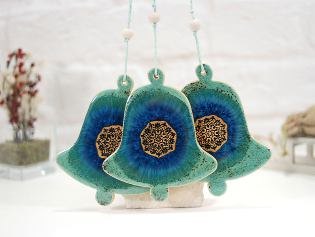 ozdoby choinkowe Duży turkusowy dzwonek - zawieszka świąteczna