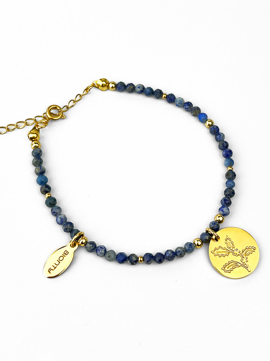 bransoletki z kamieni naturalnych Bransoletka GRUDZIEŃ lapis lazuli, ostrokrzew