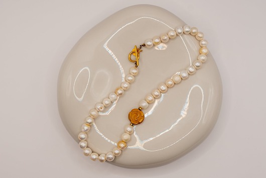 bransoletki z kamieni naturalnych Choker z dużych naturalnych Pereł i Mokaitu