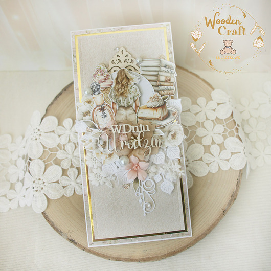 kartki scrapbooking Kobieca kartka urodzinowa, 18 urodziny "Beige Memories 1" GOTOWA