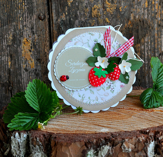 kartki scrapbooking Truskawkowe życzenia