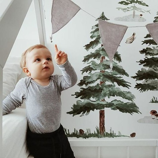 Lniana girlanda z dzwoneczkami szara Nukko Design