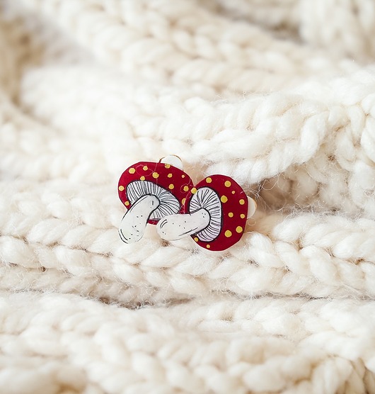 klipsy Klipsy czerwone muchomorki