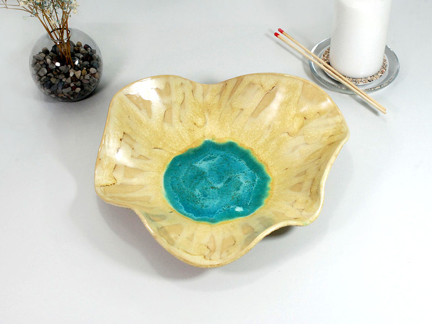 miski i misy Duża misa dekoracyjna - turkusowa muszla