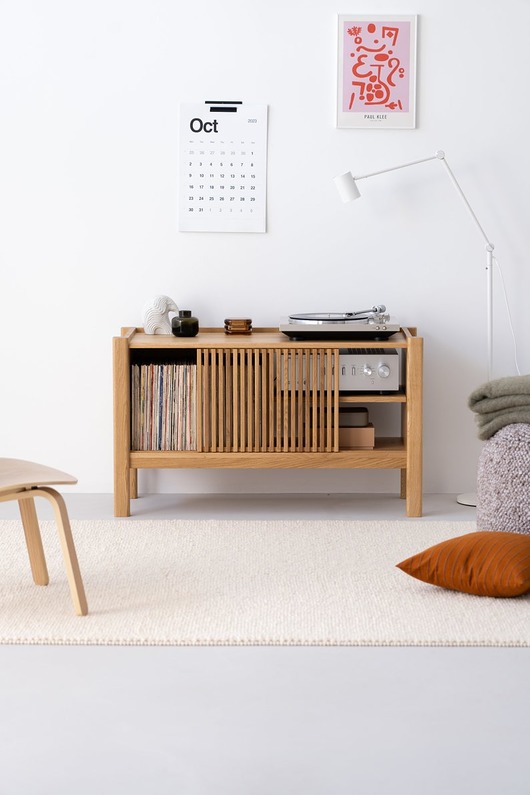 komody i szafki JAMM LOW 111 - szafka pod gramofon i płyty winylowe, lite drewno dębowe