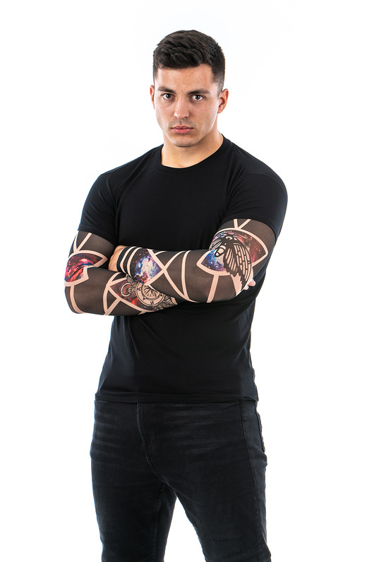 t-shirty męskie Czarny t-shirt męski z tatuażem Cosmic Moth