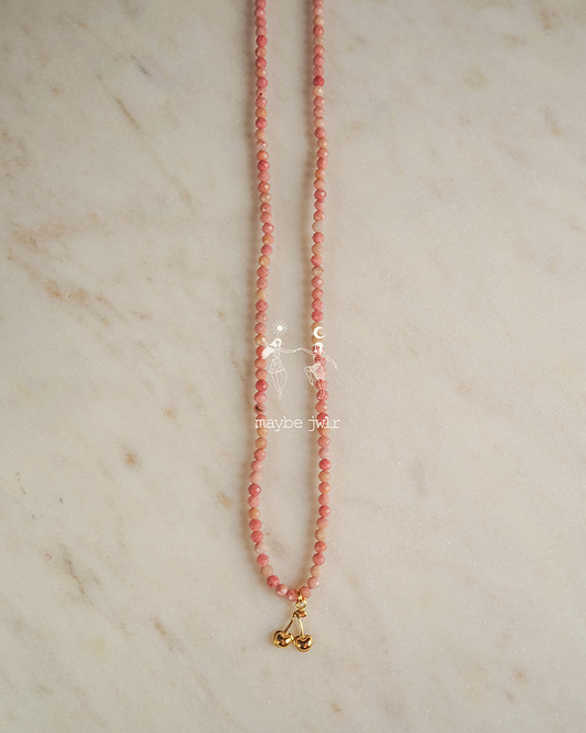 chokery Choker z rodonitu z wisienkami