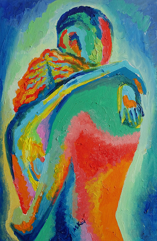 obrazy Kolorowy obraz  portret para zakochanych