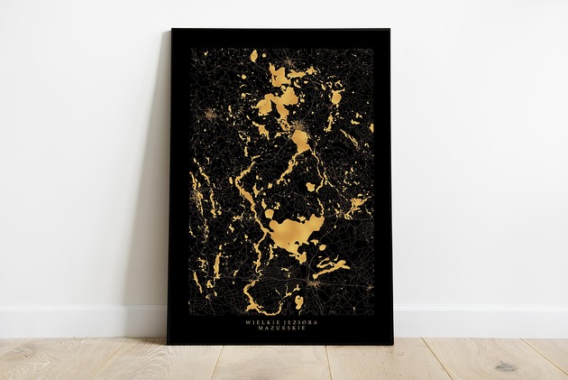 Plakat Mazury - Wielkie Jeziora Mazurskie(gold) maps by P