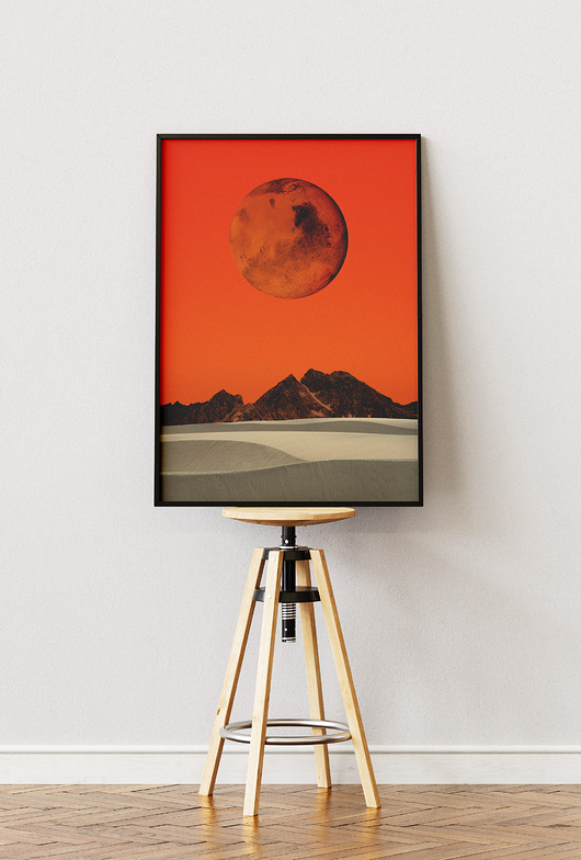plakaty Plakat Czerwona Planeta - Kolaż Fine Art