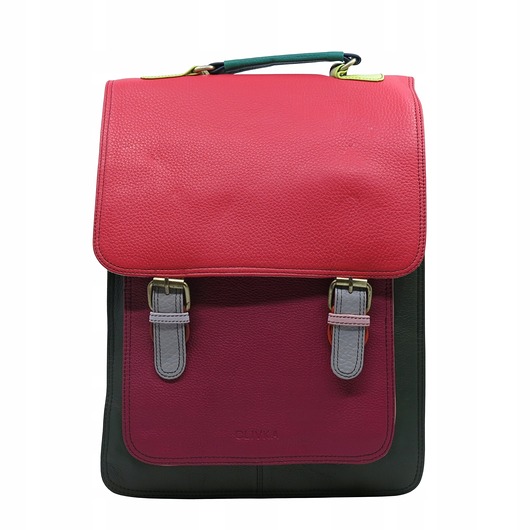 plecaki Plecak skórzany damski torebka 2w1 elegancki pojemny mieści A4 OLIVKA