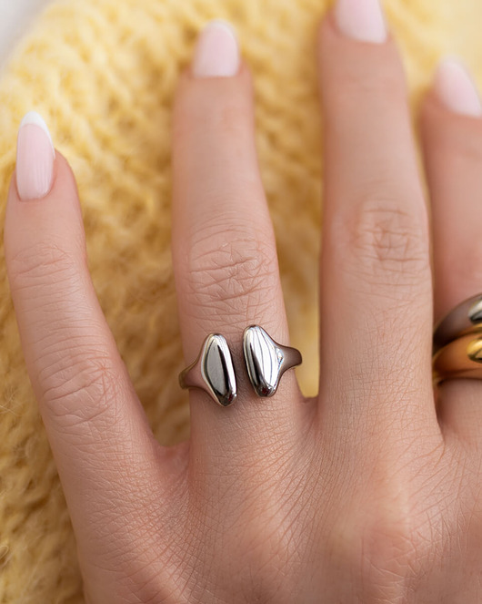 pierścionki złote Srebrny pierścionek otwarty ze stali chirurgicznej premium Paraiso Lone