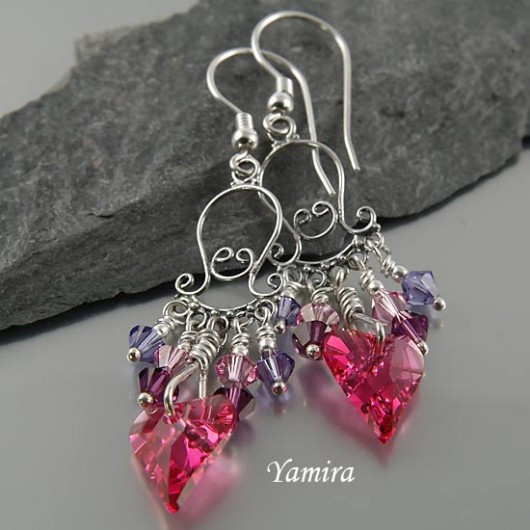 kryształ Swarovski Wild Heart Pink and Violet - kolczyki yamira