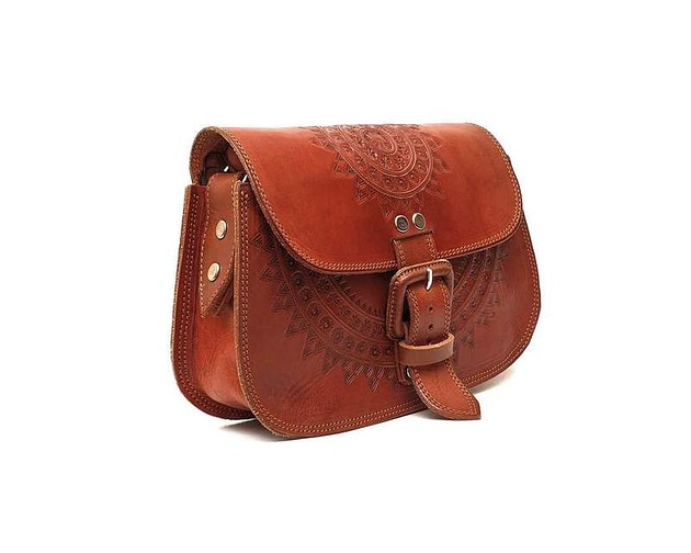 torby na ramię Torebka skórzana ręcznie robiona góralska ze skóry Sol wzory