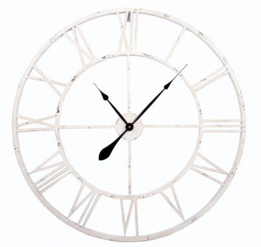 Zegar metalowy vintage Factory biały 60cm ażur Home Design