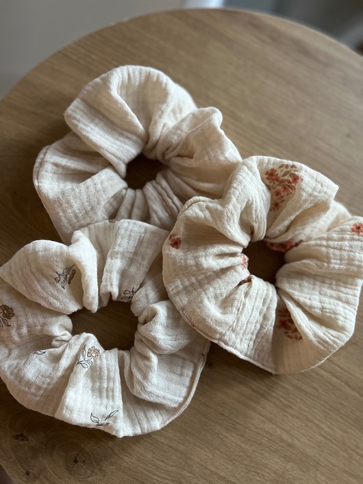 ozdoby do włosów dla dzieci Komplet 3 miękkich gumek muślinowych w