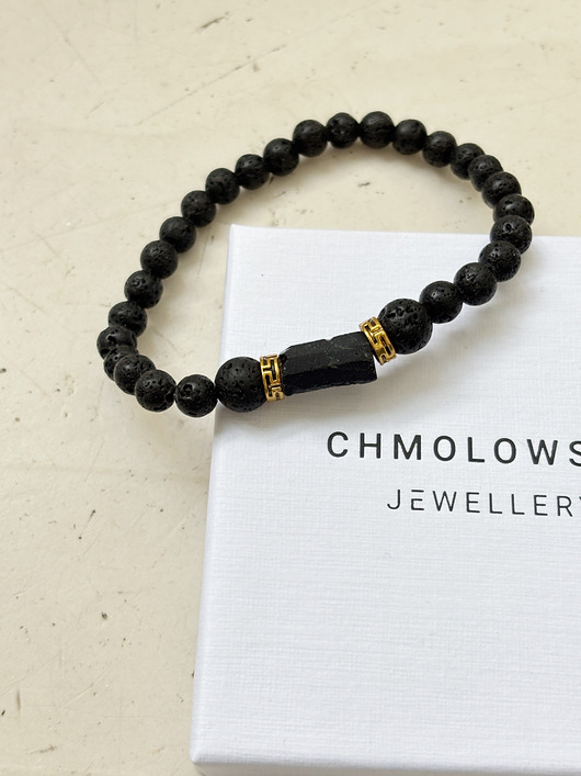 biżuteria męska Bransoletka męska Lawa i Turmalin