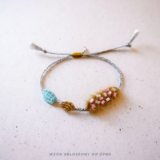 bransoletki - inne Bransoletka unikat - tkana z koralikami "Karmel z posypką"