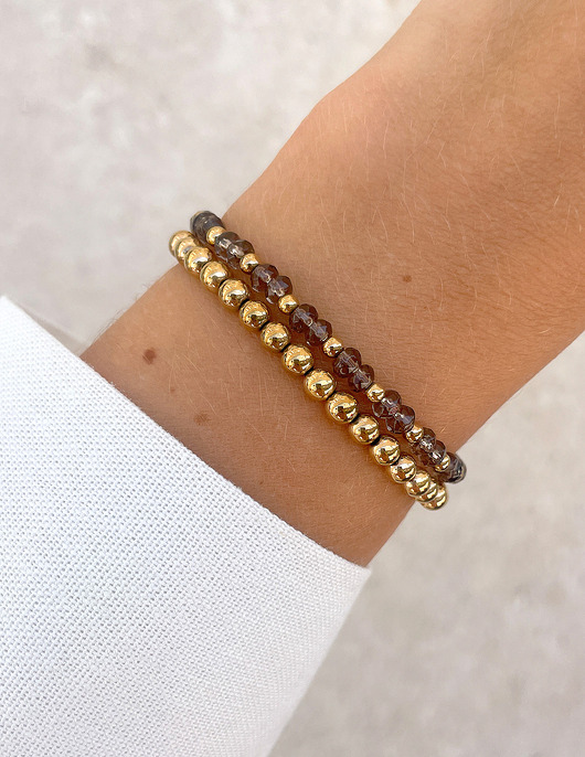 bransoletki z kamieni naturalnych Bransoletki na gumce - jadeit brązowy z hematytem