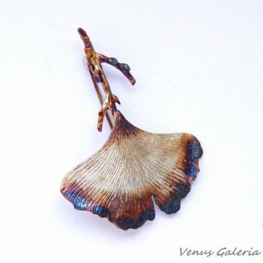 Broszka srebrna - Miłorząb VENUS GALERIA