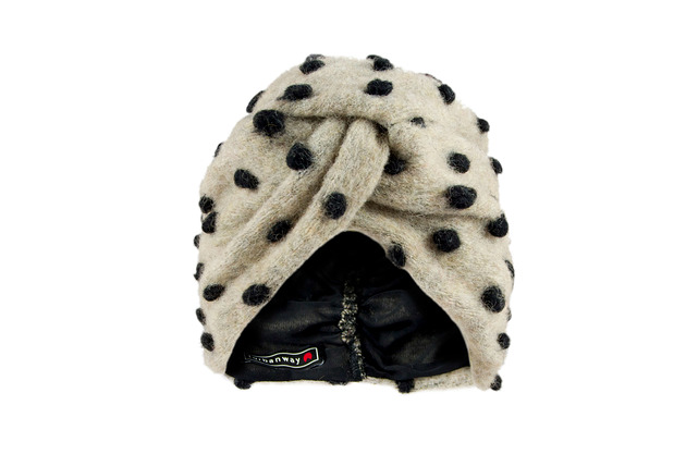 Turban czapka damski jasny w kropki wełniany Turbanway