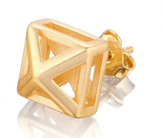 Small 3D Pyramid Earrings in Gold Joccos Design